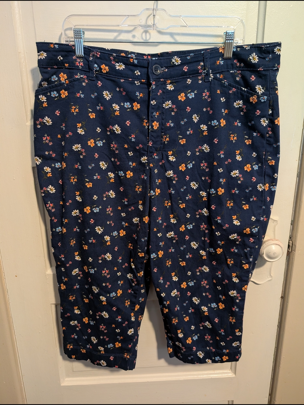 Navy Floral Capri Pants